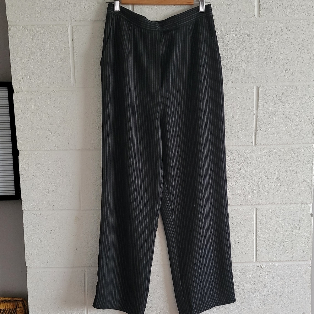 Vintage Pin Stripe Ladies Dress Pants in Black